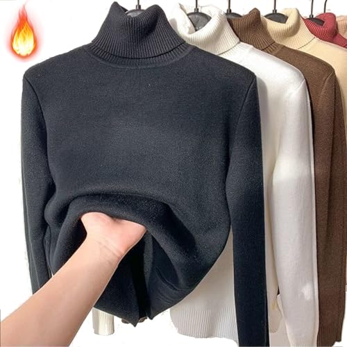 Vopetroy Winter Fleece Thick Knitted Bottoming Shirt,Casual Thick Turtleneck Sweater Soft Thermal for Women (Black,XL) von Vopetroy