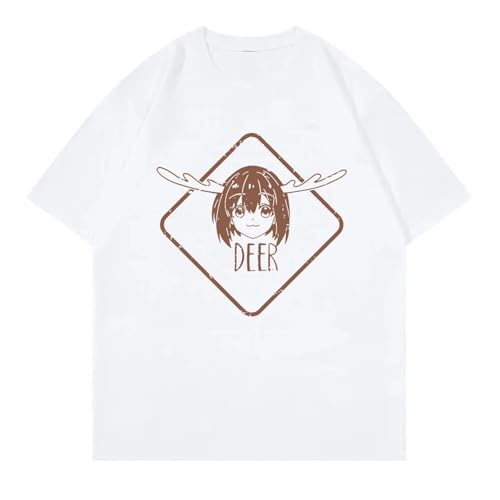 Voulkco Anime My Deer Friend Shikanoko Noko NokotanT-Shirt Harajuku Baumwoll-T-Shirt Lustige Unisex Kurze Ärmel Männer Frauen Tops-Black||XS von Voulkco