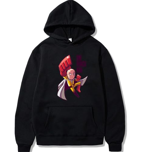 Voulkco Anime One Punch Man Bedruckter Hoodie Übergroßer Modepullover Unisex Hip Hop Harajuku Streetwear-Black||XS von Voulkco