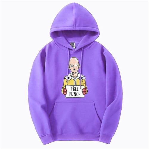 Voulkco Anime One Punch Man Herren bedruckter Kapuzenpullover, übergroß, modischer Pullover, Herbst und Winter, Harajuku, Straße, lässig, Hip-Hop, langärmelig, Unisex-Kleidung-Black||XS von Voulkco