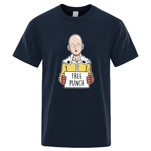 Voulkco Anime One Punch Man Print Men's Oversized T-Shirt Mode Bequeme Kleidung Sommer atmungsaktives T-Shirt-Black||XS von Voulkco