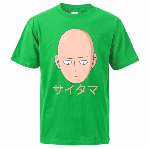 Voulkco Anime One Punch Man-T-Shirt, atmungsaktives T-Shirt aus Reiner Baumwolle, kurzärmeliges T-Shirt mit interessantem Druckmuster, modische Harajuku-Kleidung-Black||XS von Voulkco