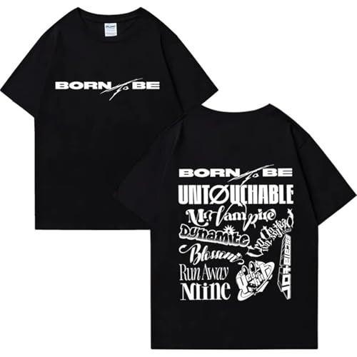 Voulkco Bedrucktes T-Shirt Kpop ITZY Born to Be 2nd World Tour T-Shirt Lose Vintage Tops Herren Damen Kurzarm Hip Hop Sport Unisex Streetwear-Black||XS von Voulkco