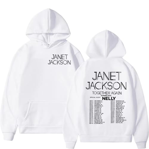 Voulkco Damen Kapuzenpulli Janet Jackson Together Again Tour Fashion Casual Pullover Herren Damen Retro Hip Hop Oversized Hooded Sweatshirt Unisex Streetwear-Black||XS von Voulkco