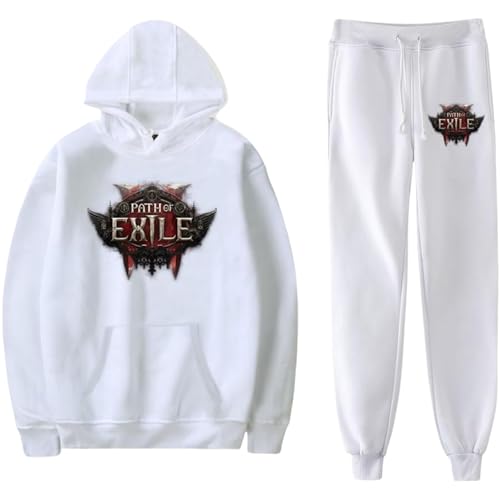 Voulkco Ensemble à Capuche Unisexe Jeu populaire Path of Exile 2 Sweatshirt imprimé, Pantalon de survêtement Hommes Femmes Pantalon à Capuche décontracté Ensemble Deux pièces-Black||XXS von Voulkco