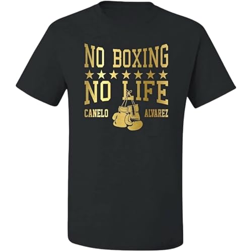 Voulkco Herren Bedruckt Grafik Schwarz Canelo Alvarez T-Shirt Baumwolle Vintage Kurzarm Damen Tops-Black1||XS von Voulkco