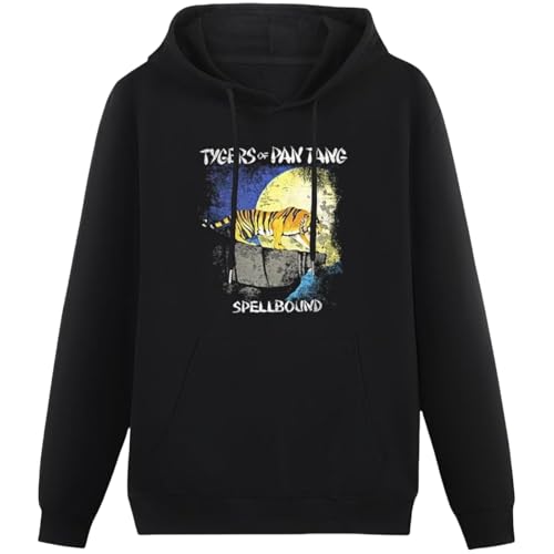 Voulkco Herren Kapuzen Tygers of Pan Tang Spellbound Sweatshirt Pullover, Herren und Damen Langarm Sportbekleidung,Hoodies Damen Schwarze Kapuzen Sportbekleidung-XS von Voulkco