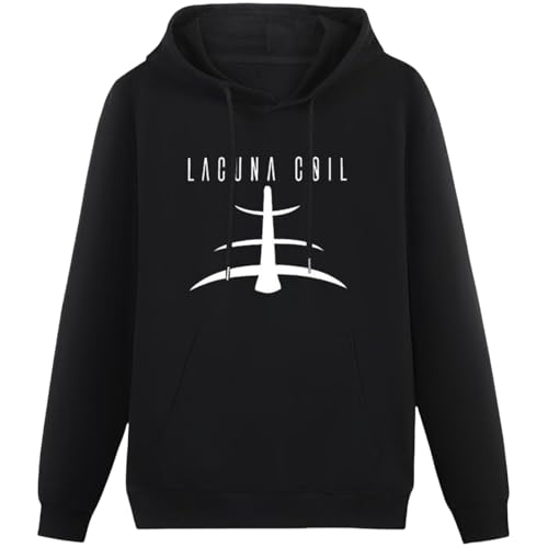 Voulkco Herren Kapuzensweatshirt Lacuna Coil Band Harajuku Mode Pullover Unisex Kapuzensweatshirt schwarz langärmelige Kleidung-Black1||XS von Voulkco