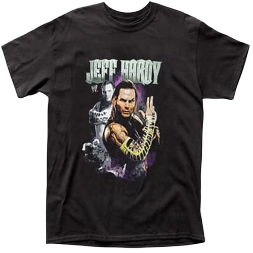 Voulkco Herren-T-Shirt Jeff Hardy Baumwolle Schwarzes T-Shirt Vintage Casual Short Sleeve-XS von Voulkco