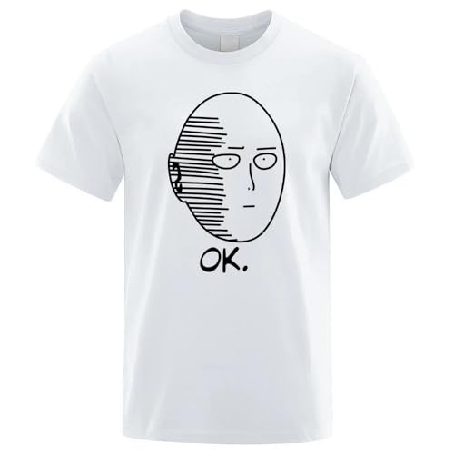 Voulkco Herren-T-Shirt One Punch Man Saitama Sensei Mode lustige Kurze Ärmel Sommer überdimensioniert Baumwolle Anime atmungsaktiv T-Shirt-Black||XS von Voulkco