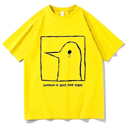 Voulkco Herren-T-Shirt Oyasumi Punpun Kurzarm Harajuku ästhetische Straße Muster T-Shirt Unisex Anime Cartoon Retro Baumwolle T-Shirt-Black||XS von Voulkco