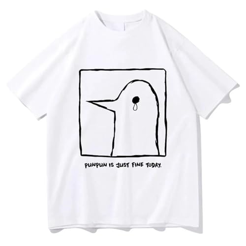 Voulkco Herren-T-Shirt Oyasumi Punpun Kurzarm Harajuku ästhetische Straße Muster T-Shirt Unisex Anime Cartoon Retro Baumwolle T-Shirt-Black||XS von Voulkco