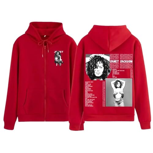 Voulkco Janet Jackson Together Again Zip Hoodie Herbst und Winter Jacke Übergröße Zip Sweatshirt Unisex Hoodie Y2K Fan Geschenk-Black||XS von Voulkco