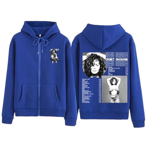 Voulkco Janet Jackson Together Again Zip Hoodie Herbst und Winter Jacke Übergröße Zip Sweatshirt Unisex Hoodie Y2K Fan Geschenk-Black||XS von Voulkco