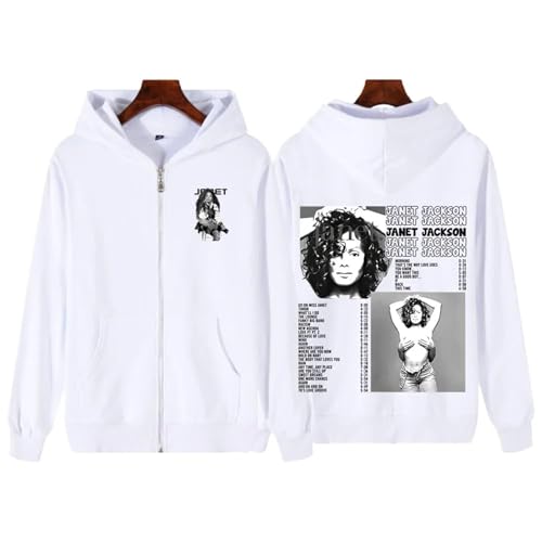 Voulkco Janet Jackson Together Again Zip Hoodie Herbst und Winter Jacke Übergröße Zip Sweatshirt Unisex Hoodie Y2K Fan Geschenk-Black||XS von Voulkco