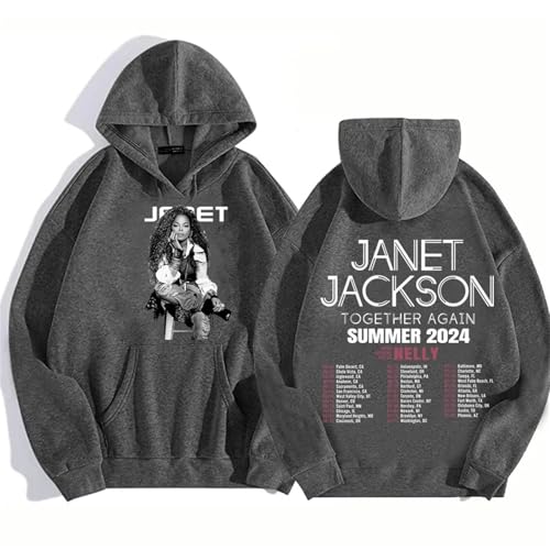 Voulkco Janet Jackson Vintage Together Again Summer 2024 Unisex Hoodie Harajuku Langarm-Sweatshirt Mode lässig Pullover Sweatshirt für Fans-Black||XS von Voulkco