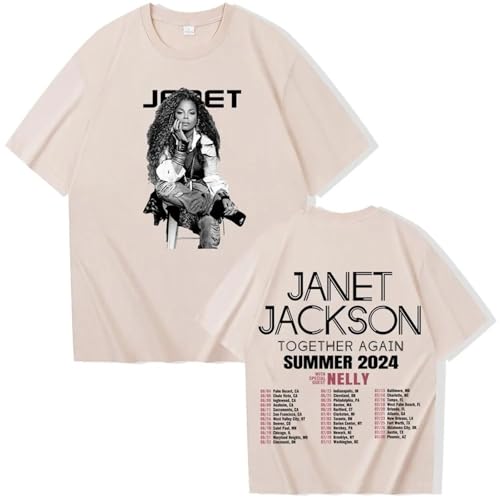 Voulkco Janet Jackson Vintage Together Again Summer Merch T-Shirt Unisex O Hals Kurzarm Shirt Fan Geschenk-Black||XS von Voulkco