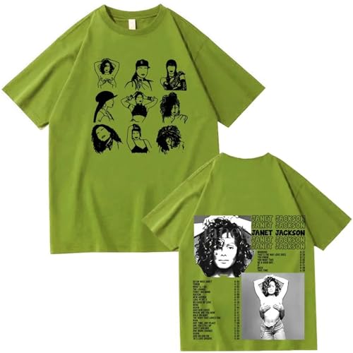 Voulkco Janet Singer Jackson Together Again Summer 2024 T-Shirt Baumwolle Rundhalsausschnitt Kurzarm Harajuku Unisex T-Shirt lässig Hip Hop Tops-Black||XS von Voulkco