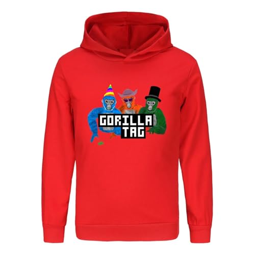 Voulkco Jungen Kapuzenpulli Gorilla Label Bedruckt Pullover Baby Mädchen Sweatshirt lustig Cartoon Kapuzen-Sweatshirt Lange Ärmel Kinder Hoodie-Black||2-3Y von Voulkco