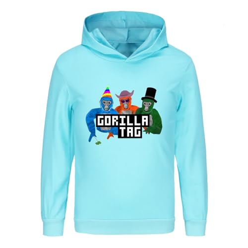 Voulkco Jungen Kapuzenpulli Gorilla Label Bedruckt Pullover Baby Mädchen Sweatshirt lustig Cartoon Kapuzen-Sweatshirt Lange Ärmel Kinder Hoodie-Black||2-3Y von Voulkco