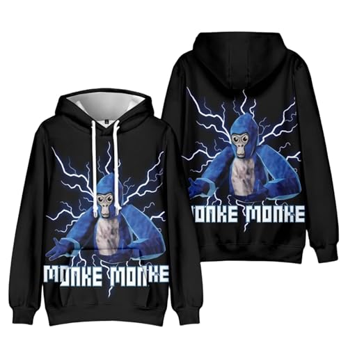 Voulkco Jungen Mädchen Hoodie Spiel Gorilla Tag 3D Hoodie Cartoon gedruckt Muster Pullover Männer Frauen lässig Lange Ärmel Sweatshirt Geschenk für Kinder Liebhaber-A||3-4Y von Voulkco