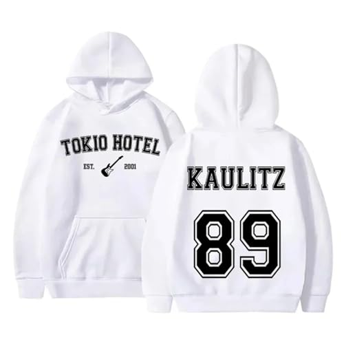 Voulkco Kapuzenpulli Rock Tokyo -Band Hotel Kaulitz 89 Bedruckter Hoodie Lose Mode Pullover Männer und Frauen Kapuzen Sweatshirt Lässig Langarm Kleidung-Black||XS von Voulkco