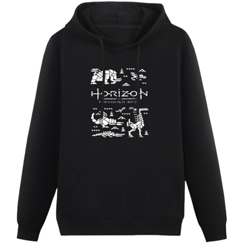 Voulkco Kapuzenpullis für Männer Horizon Forbidden West Cotton Casual Pullover Unisex Hip Hop Streetwear Übergroßes Sweatshirt mit Kapuze und Langen Ärmeln-XS von Voulkco