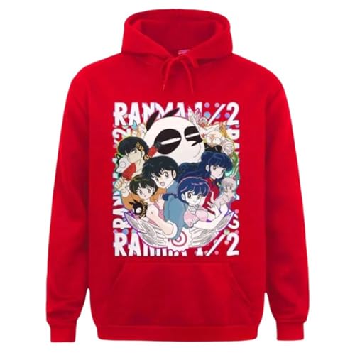 Voulkco Kapuzenshirt Ranma 1/2 mit Druck, Pullover mit Vintage-Kawaii-Design, neutrales locker geschnittenes Kapuzenshirt, langarmiges Hoodie für Herren und Frauen-Black||XS von Voulkco