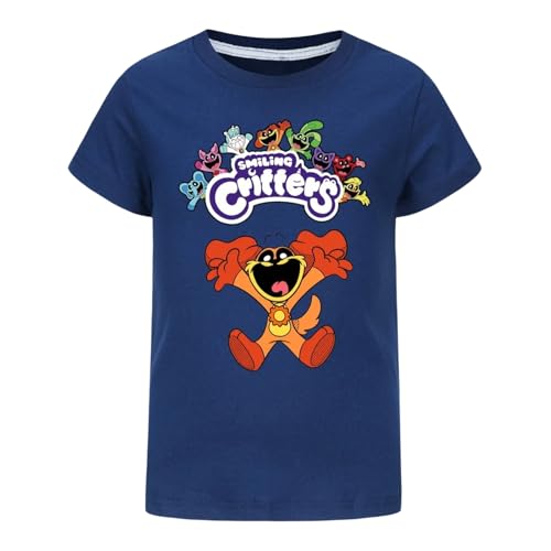 Voulkco Kinder T Shirt lächelnd Critters niedlich gedruckt Kurzarm Mode lustig Rundhals Baumwolle T Shirt Jungen Mädchen Tops Tee-Black||100 von Voulkco