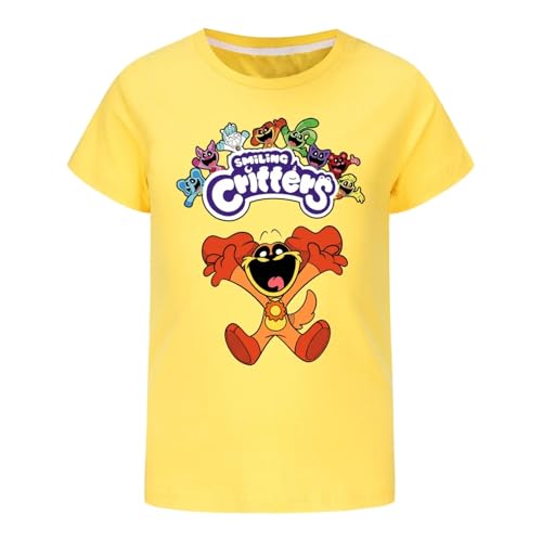 Voulkco Kinder T Shirt lächelnd Critters niedlich gedruckt Kurzarm Mode lustig Rundhals Baumwolle T Shirt Jungen Mädchen Tops Tee-Black||100 von Voulkco