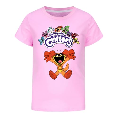 Voulkco Kinder T Shirt lächelnd Critters niedlich gedruckt Kurzarm Mode lustig Rundhals Baumwolle T Shirt Jungen Mädchen Tops Tee-Black||100 von Voulkco