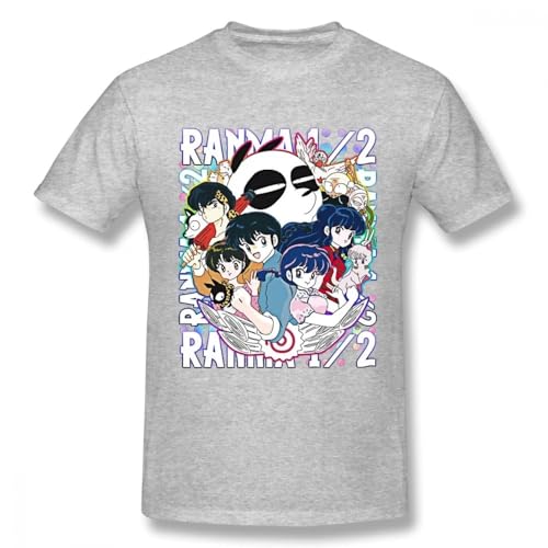 Voulkco Mode-T-Shirt Anime Ranma 1/2 Muster gedruckt Kurzarm Kawaii Baumwolle Unisex Top Männer Frauen Sommer T Shirt-Black||XS von Voulkco