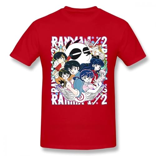 Voulkco Mode-T-Shirt Anime Ranma 1/2 Muster gedruckt Kurzarm Kawaii Baumwolle Unisex Top Männer Frauen Sommer T Shirt-Black||XS von Voulkco