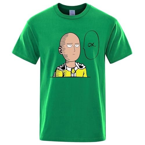 Voulkco One Punch Man Say Ok Cartoon Männer T Shirt Mode Hip Hop Kurzarm Sommer Baumwolle Top Casual Sports Oversized Unisex T Shirt-Black||XS von Voulkco