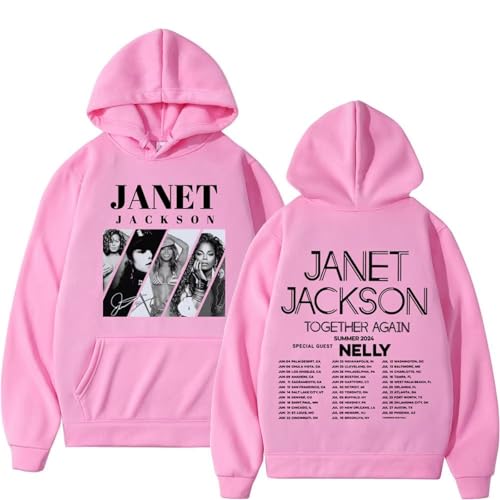 Voulkco Rocker Janet Singer Jackson Reunites 2024 Tour Bedruckter Hoodie Sweatshirt Männer Frauen Mode Vintage Übergröße Pullover-Black||XS von Voulkco