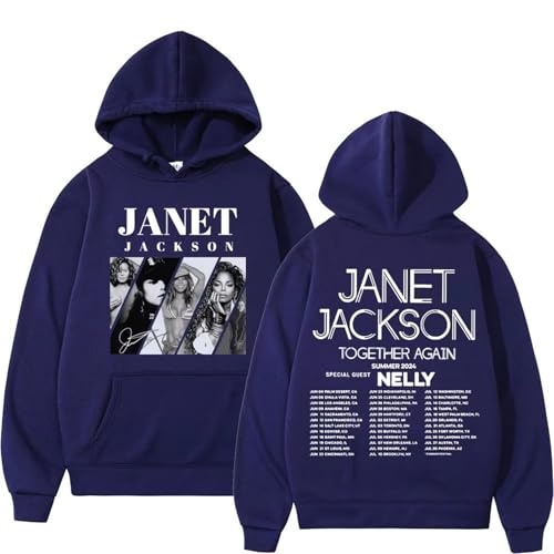 Voulkco Rocker Janet Singer Jackson Reunites 2024 Tour Bedruckter Hoodie Sweatshirt Männer Frauen Mode Vintage Übergröße Pullover-Black||XS von Voulkco