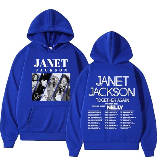 Voulkco Rocker Janet Singer Jackson Reunites 2024 Tour Bedruckter Hoodie Sweatshirt Männer Frauen Mode Vintage Übergröße Pullover-Black||XS von Voulkco