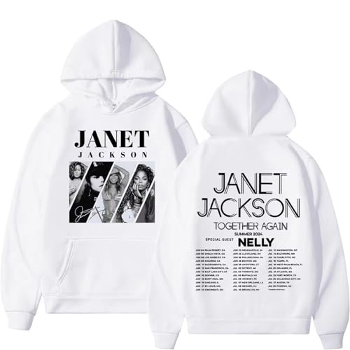 Voulkco Rocker Janet Singer Jackson Reunites 2024 Tour Bedruckter Hoodie Sweatshirt Männer Frauen Mode Vintage Übergröße Pullover-Black||XS von Voulkco