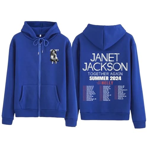 Voulkco Sängerin Janet Jackson Übergroße Zip Hoodie Unisex Jacke Zip Sweatshirt Y2K Harajuku Herbst/Winter Fan Geschenk-Black||XS von Voulkco