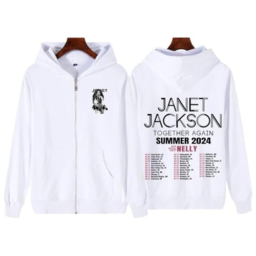 Voulkco Sängerin Janet Jackson Übergroße Zip Hoodie Unisex Jacke Zip Sweatshirt Y2K Harajuku Herbst/Winter Fan Geschenk-Black||XS von Voulkco