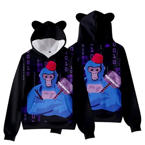 Voulkco Spiel Gorilla Tag 3D Katzenohren Hoodie Jungen Mädchen Cartoon Casual gedruckt Hooded Sweatshirt Unisex Kinder Gorilla Tag Fan Geschenk-A||3-4Y von Voulkco