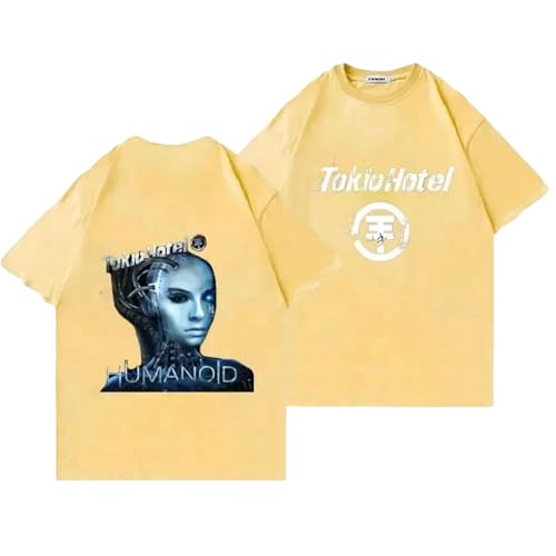 Voulkco Unisex T-Shirt Tokyo Band Hotel Muster gedruckt T-Shirt Männer Frauen lose Mode Kurze Ärmel Harajuku Y2K Streetwear-Black||XS von Voulkco