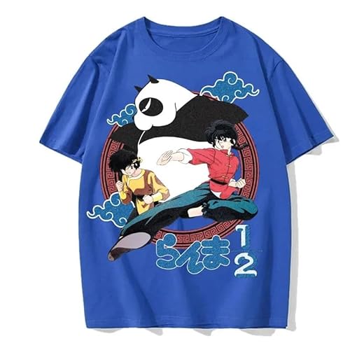 Voulkco Unisex-T-Shirt mit Anime-Motiv von Ranma 1/2, Baumwoll-T-Shirt in Baumwollqualität, großes Kurzarm-T-Shirt für Herren und Damen, Straßenmode im Sommer-Black||XS von Voulkco