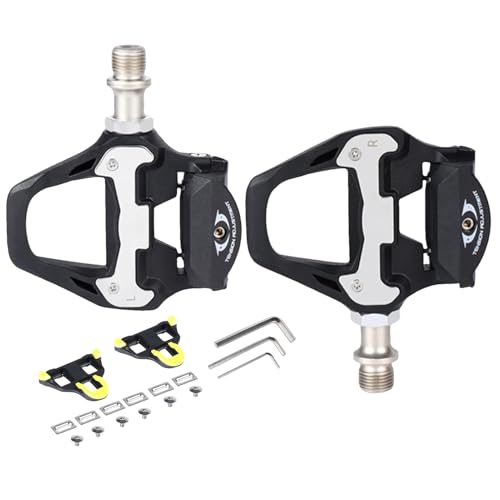 Fahrradpedale mit Cleats Set, selbstverriegelnde Cleats Road Cycling Pedals, Wear-Resistant Non-Slip Clipless Pedals mit verstellbarer Spannung, Fahrradpedals für Road Use, Zubehör von Vriusi