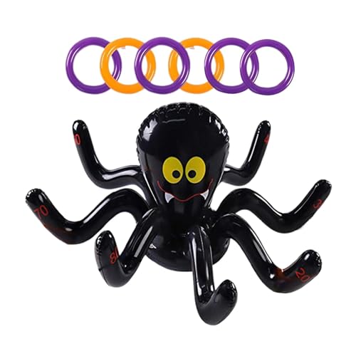 Vriusi 7 Stück Halloween PVC Inflatable Spider Ring, Interactive Spider Ring Toss Game, Halloween Party Games, Lightweight Halloween Kids Games, Halloween Carnival Games for Indoor and Outdoor von Vriusi