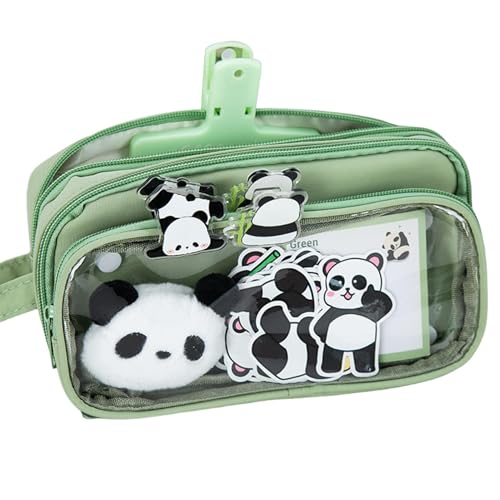 Vriusi School Pencil Organizer, Cute Panda Pencil Case, Stationery Bag with Accessories, Panda Pencil Pouch Cute with Zipper Preppy Pen Bag with Gel Ink Pens, Clips, 21 x 15 x 7 cm/8.27 x 5.91 x 2.76 von Vriusi