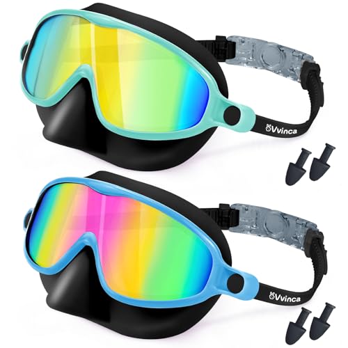 Vvinca Schwimmbrille mit Nasenclip Wasserdicht für Kinder 3-15 Jahre, 2er Set Weitwinkel-Tauchmaske Antibeschlag/UV-Schutz Vvinca Schwimmbrille mit Nasenclip Wasserdicht für Kinder 3-15 Jahre, 2er Set Weitwinkel-Tauchmaske Antibeschlag/UV-Schutz von Vvinca