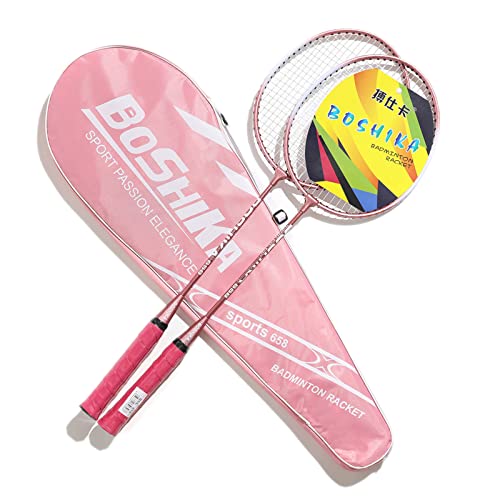 2 Stück Badminton Set Carbon Profi Badmintonschläger Leichtgewicht Badminton Schläger Federballschläger Set für Training Mit Tragetasche,Rosa von VwyuEgg