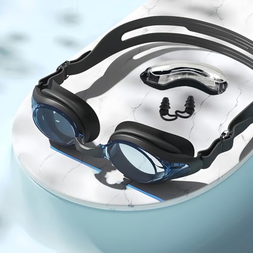 Vyloky Anti-Fog Wettkampf Schwimmbrille Unisex für Erwachsene, Schwimmbrille mit UV-Schutz, Austauschbare Nasenstege, Silikon Dichtungen，Gradzahl -1,5 bis -8,0.ert. (Schwarzblau -2 D) von Vyloky