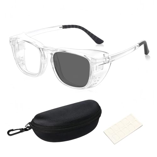 Vyloky Schutzbrille Sehstärke für Brillenträger,Sicherheits-Überbrille,Augenbefeuchtung,Tropfer,kratzfest,Wrap-around,Anti Pollen Brille,Sicherheitsbrille (Transparent+V,-0.5 D) von Vyloky